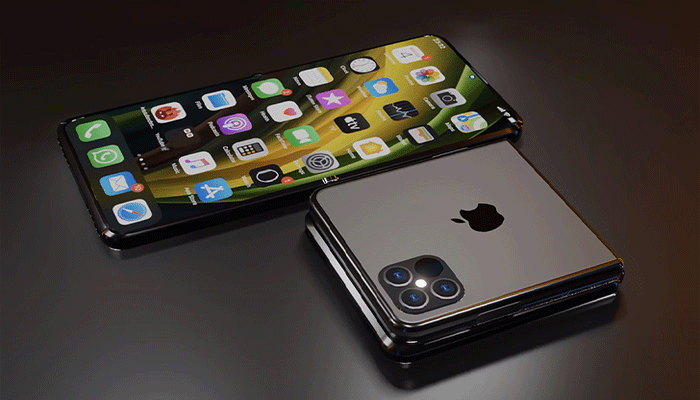 An undated image of rumoured iPhone 15 flip. — Desk/Canva