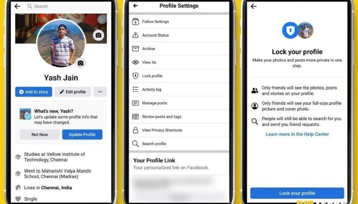 An undated picture illustrating steps to lock your Facebook profile. — RMleaks