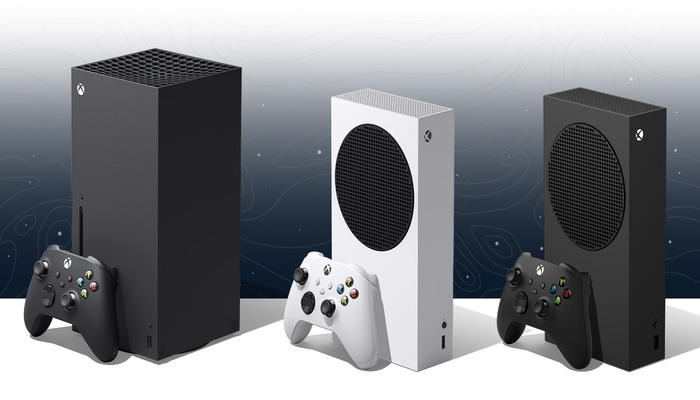 The image shows the Xbox Series X (Left) and the Xbox Series S (Right) placed on a table. — Xbox