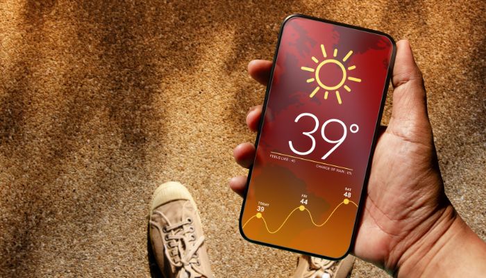 A representational image of a mobile screen displaying the weather. — Canva