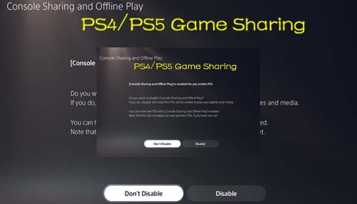 An undated image illustrates the UI of PSs Gameshare feature. — Canva