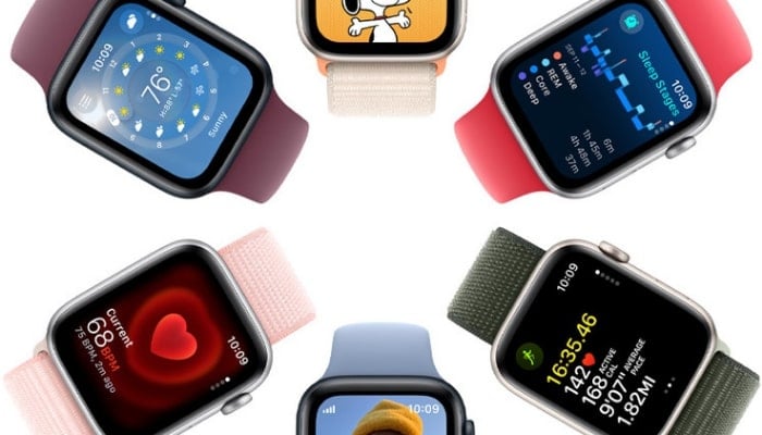 An undated image displays a collection of Apple Watches. — Apple