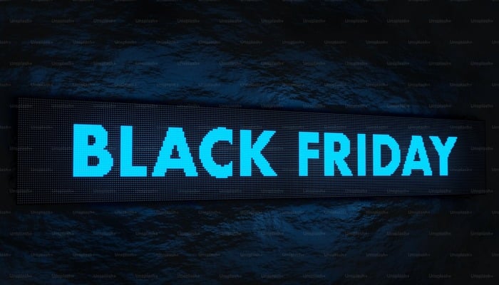 An undated image illustrating Black Friday on a wall. — Unsplash