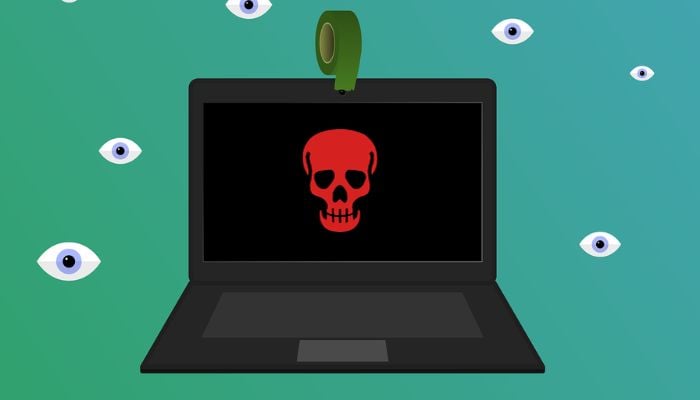 The illustration shows a laptop webcam covered with a tape. — Pixabay