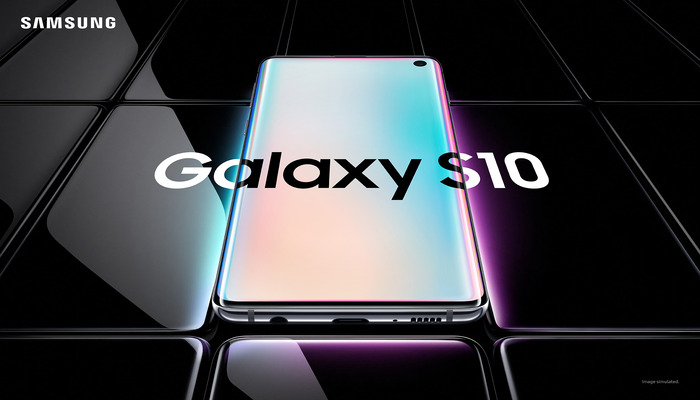 The image displays the Samsung Galaxy S10. — Samsungglobalnewsroom