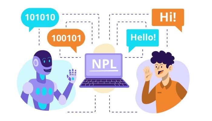 The illustration shows animated language model speaking to human. — Freepik