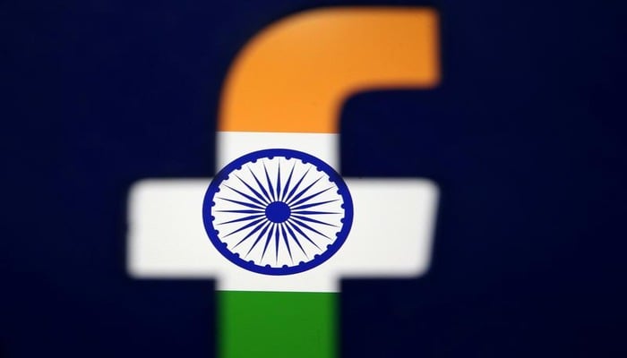 Indias flag is seen through a 3D printed Facebook logo in this illustration picture, April 8, 2019. — Reuters