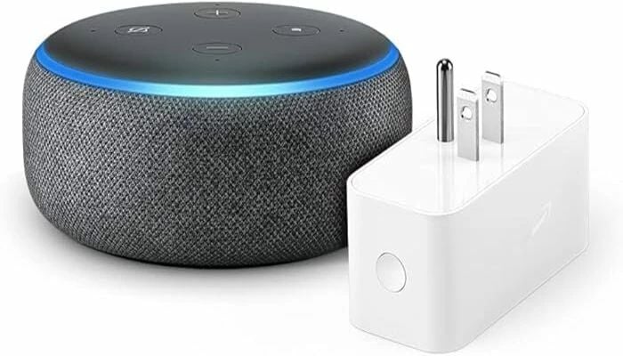 An undated image of Echo Dot (3rd Generation) with its charger. — Amazon
