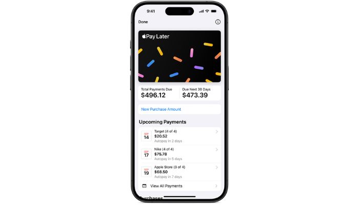 An undated image illustrating App Pay. — Apple