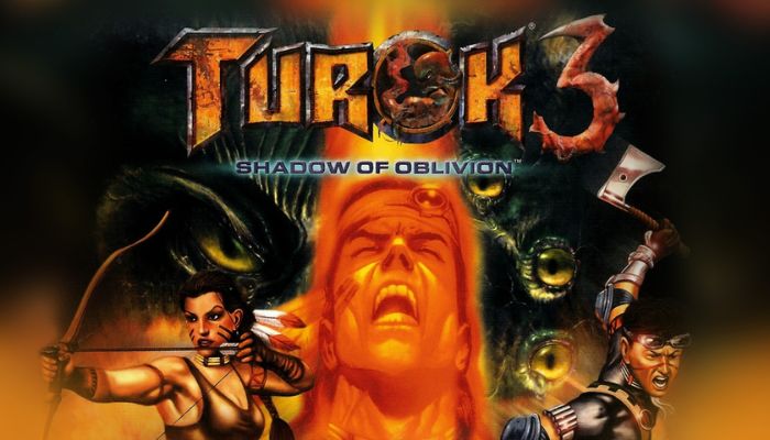 The image shows the poster of the game Turok 3: Shadow of Oblivion. — Nintendo