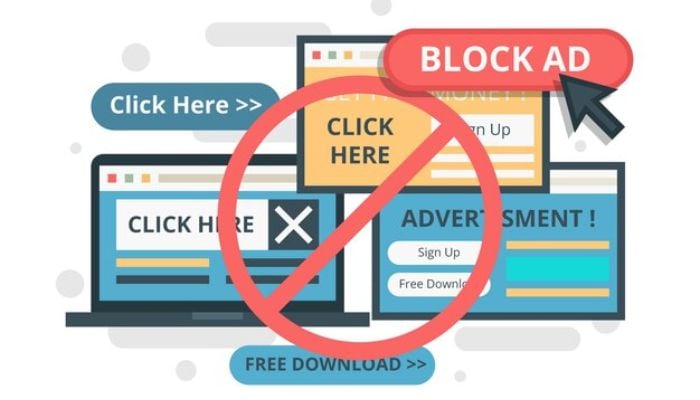 The image shows ad block popup concept vector. — Freepik
