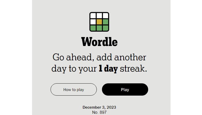 A still image of December 3 Wordle. — The New York Times
