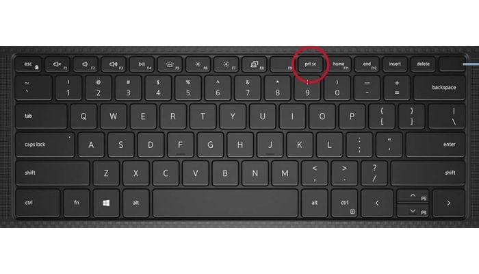 Illustration of the print screen key on Dell Precision 5550 mobile workstation keyboard. — Dell