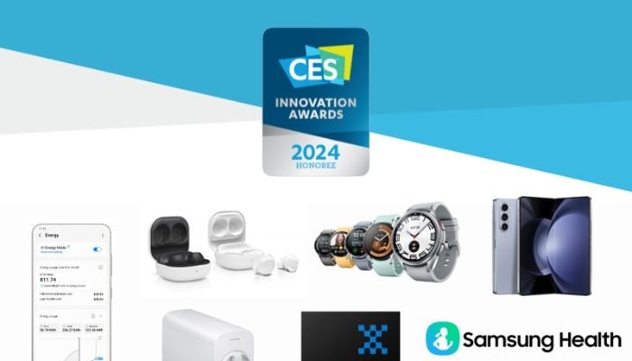 The image shows a Samsung CES 2024 poster showcasing some gadgets. — Samsung Newsroom