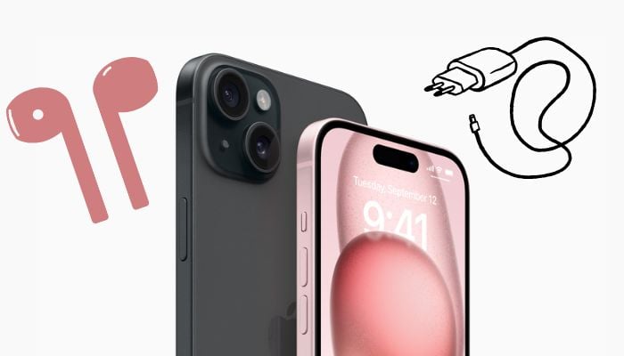 The image shows the iPhone 15. — Apple
