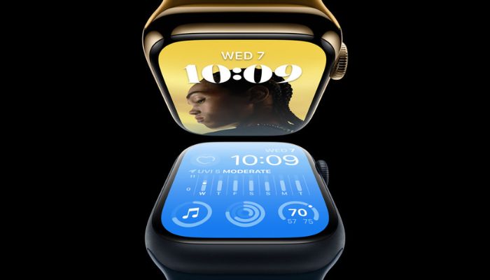 An undated image illustrating Apple Watch Series 8. — Apple