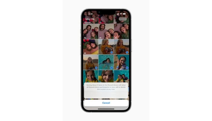 An undated image illustrating a photo gallery in an iPhone. — Apple