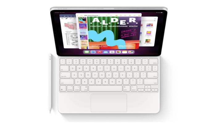 An undated image illustrating an Apple iPad. — Apple