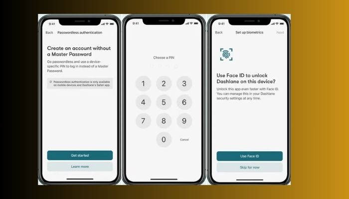 The image shows Dashlanes face unlock feature. — Dashlane