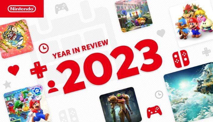The image shows Nintendo Year in Review 2023 poster. — X/@NintendoAmerica
