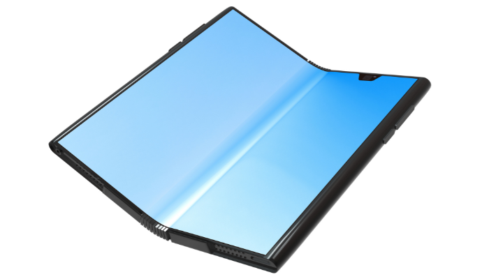 An undated image illustrating a foldable smartphone. — Canva