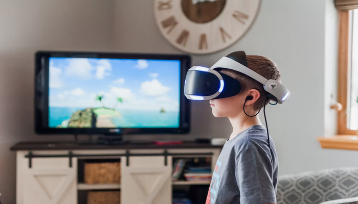 An undated image of a kid wearing a VR headset. — Unsplash