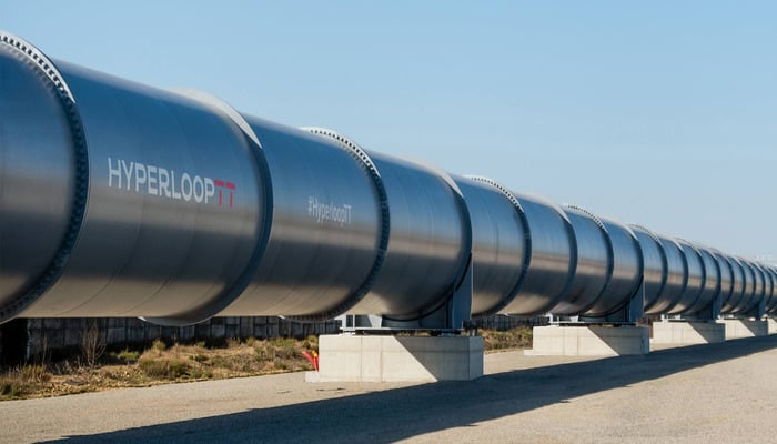 The image displays the vacuum/tube made for Hyperloop train. — Hyperlooptt