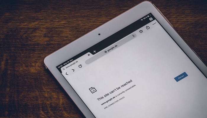 The image shows the Chrome browser on a tablet. — Unsplash