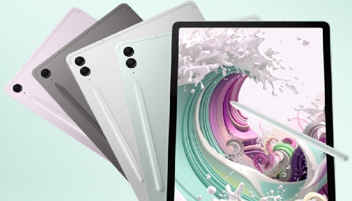 The image shows the Samsung Galaxy Tab S9 FE+. — Samsung