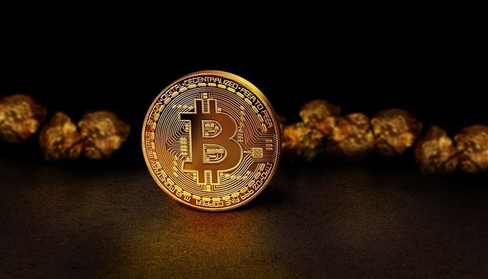 An undated image displays a standing Bitcoin. — Pixabay