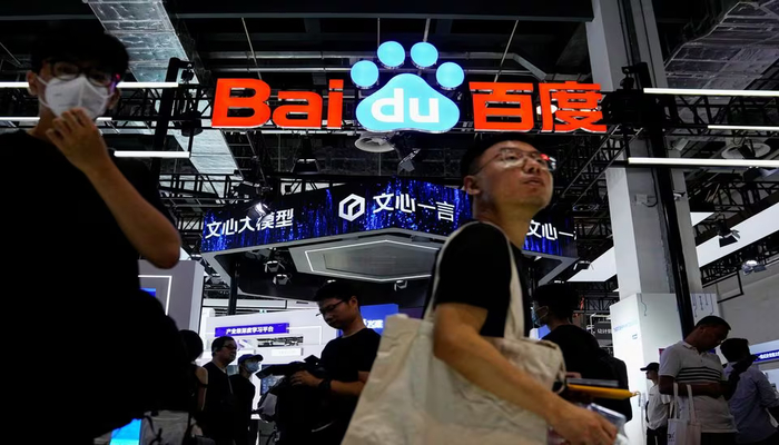 Baidu sign is seen at the World Artificial Intelligence Conference (WAIC) in Shanghai, China July 6, 2023. — Reuters