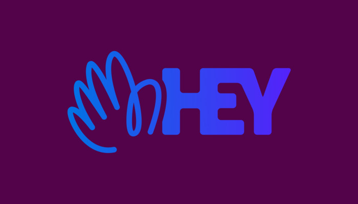 An undated image displays the logo of Hey. — Hey