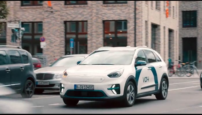 The image shows a Vay vehicle. — Vay