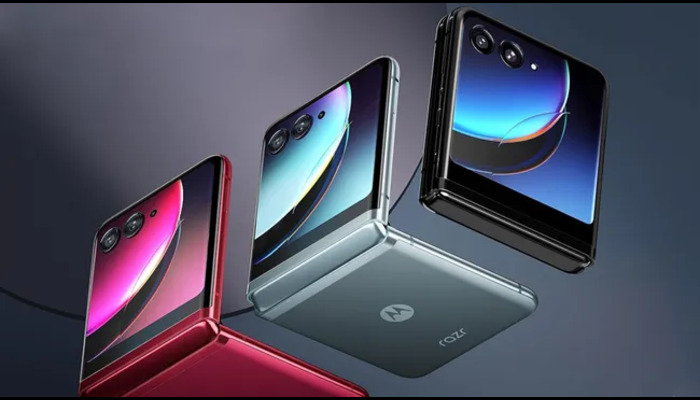 The image shows a collection of Motorola Razr foldable phones. — Techradar