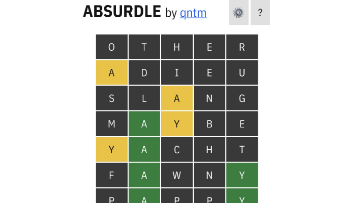 A screenshot of Absurdle game. — Doodle