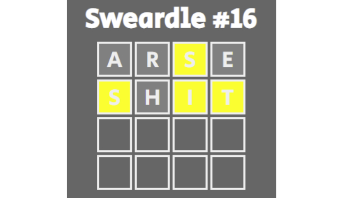 A screenshot of the Sweardle game. — Sweardle