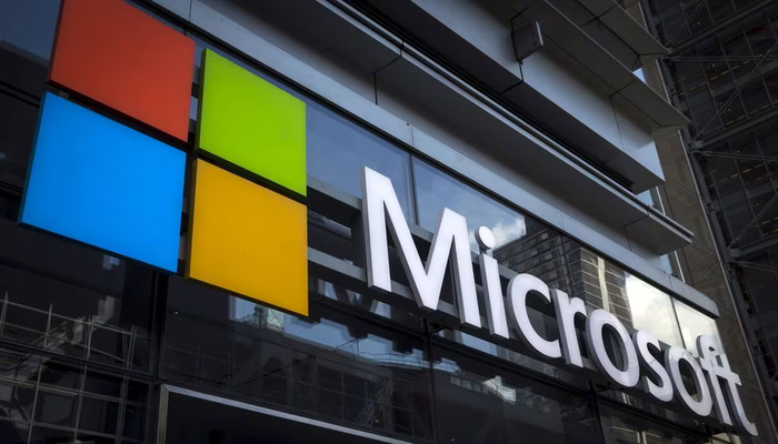 A Microsoft logo is seen on an office building in New York City, July 28, 2015. — Reuters