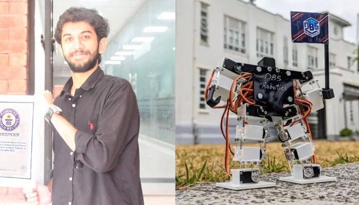 Worlds smallest humanoid robot and Pakistani scientist Zain Ahmad Qureshi. — Diocesan Boyss School/National University of Computer and Emerging Sciences