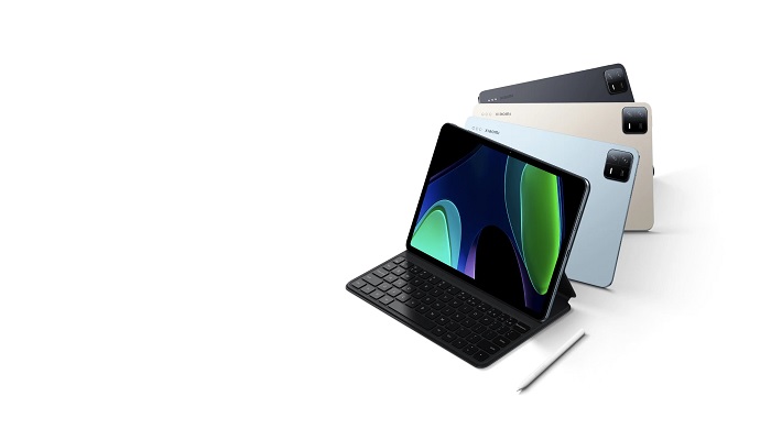 The image shows the Xiaomi Pad 6 in different colours. — Mi