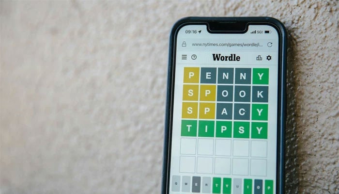 An undated image of a mobile screen displaying Wordle. — Unsplash