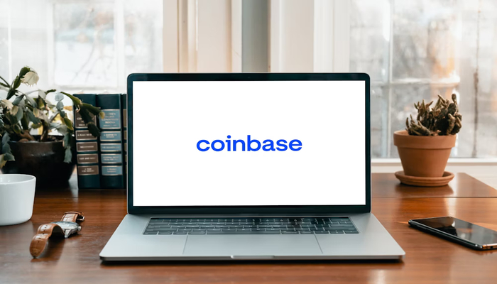 An undated image displaying Coinbase on a laptop screen. — Unsplash