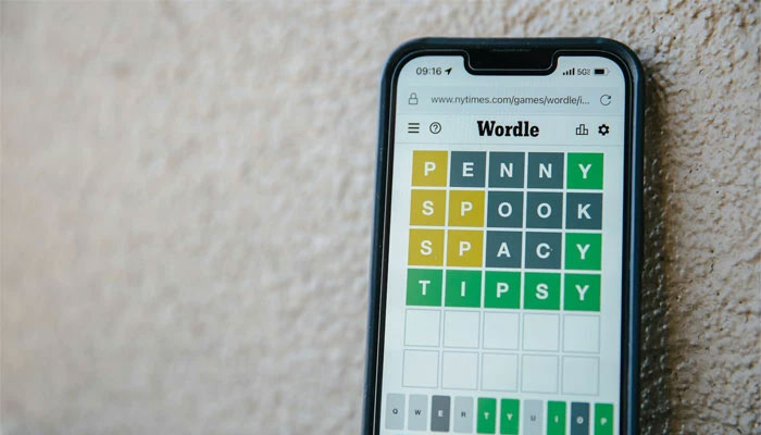 An undated image of a mobile screen displaying Wordle. — Unsplash