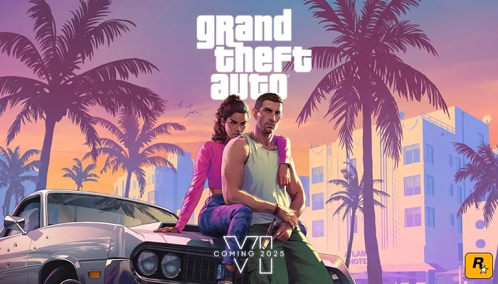 The image is a poster of Grand Theft Auto 6. — Rockstar Games
