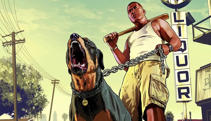 The image is a GTA 5 poster. — Rockstar Games