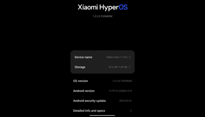 An undated image of the Xiaomi HyperOS update screenshot. — Gizmochina