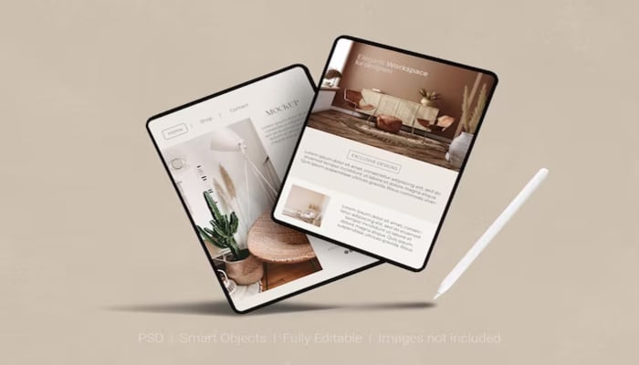 An undated image displaying an iPad. — Freeepik