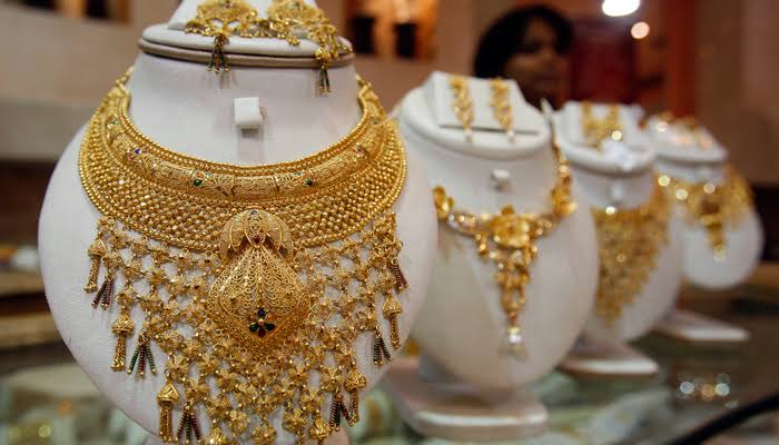 An undated image of gold jewellery showcased in a store. — Reuters