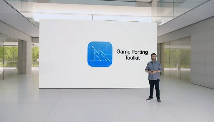 The image shows Game Porting Toolkit being introduced. — Apple