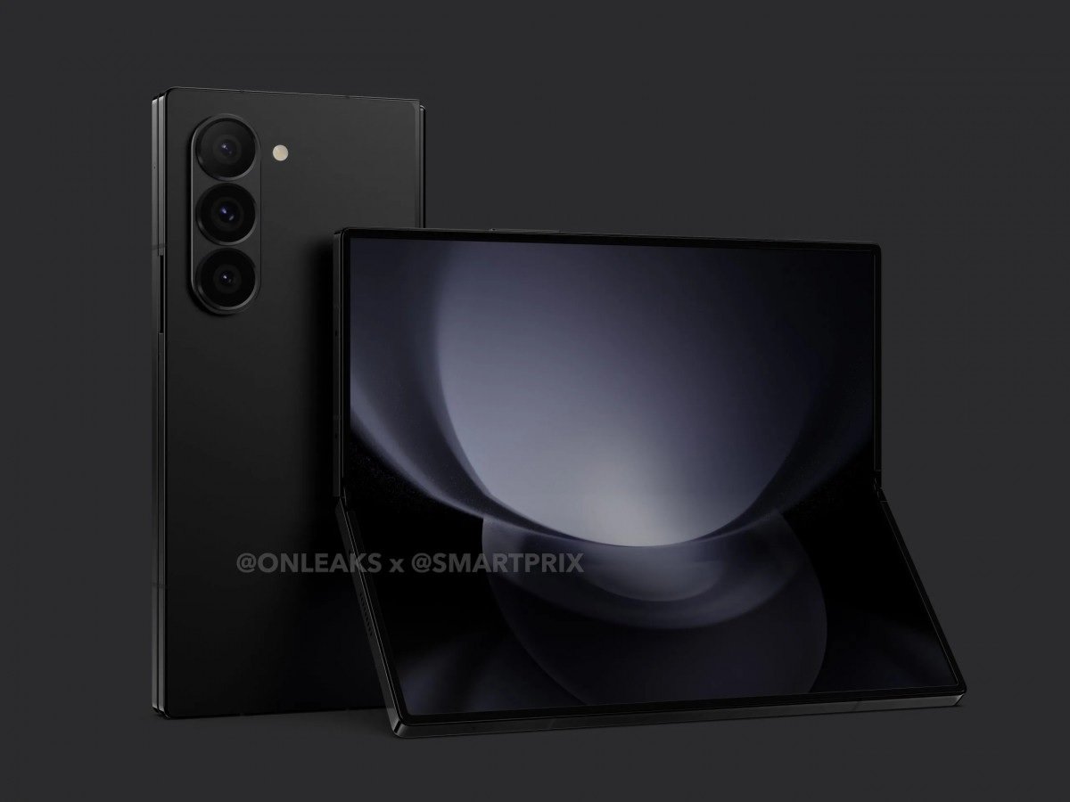 The image shows leaked render of Galaxy Z Fold 6. — OneLeaks, SmartPrix