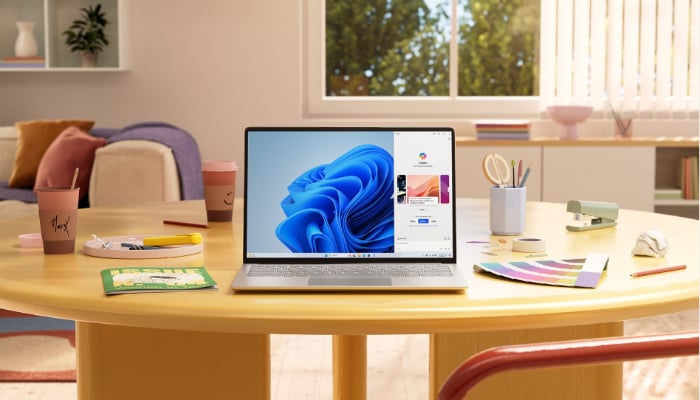 An undated image of a laptop running Windows 11. — Microsoft